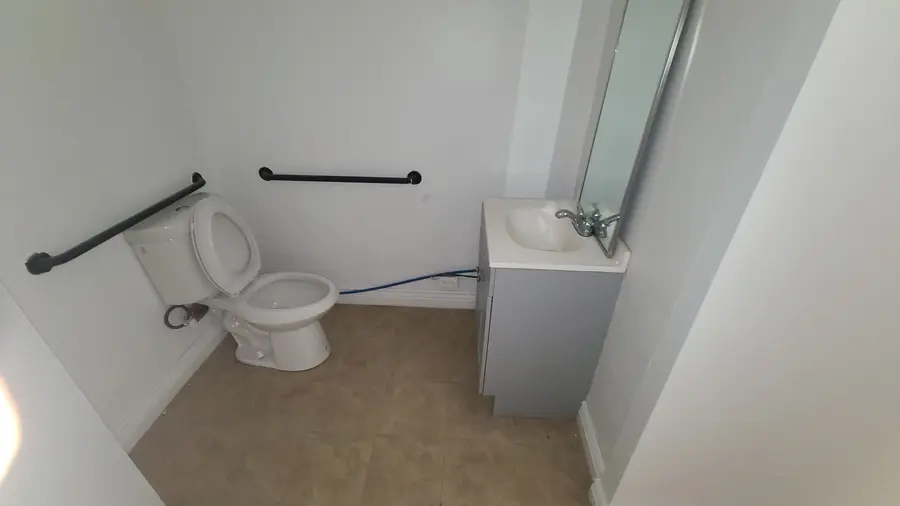The accessible restroom taking shape, grab bars and all