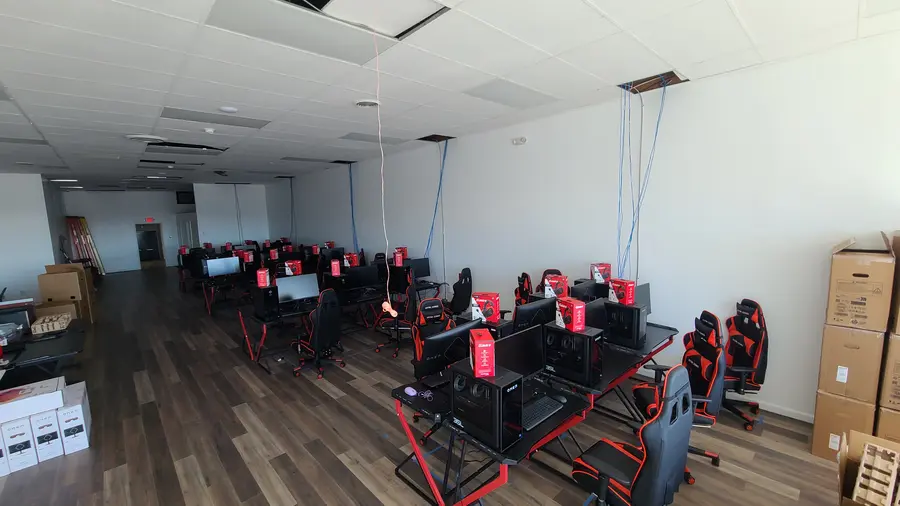 The gaming floor taking shape, station by station