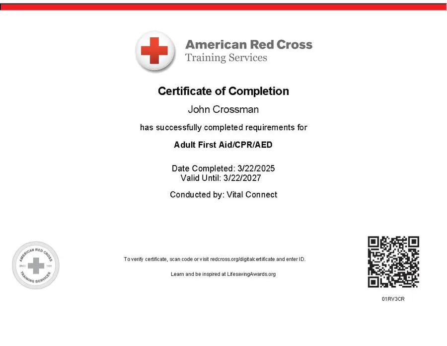 Red Cross Certificate