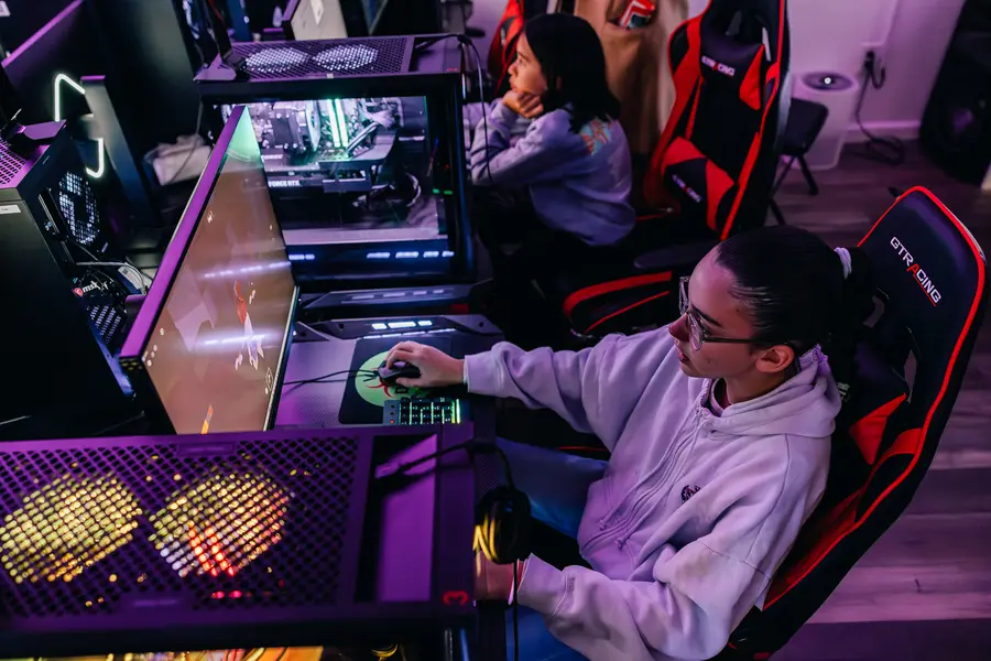 Focused on the screen